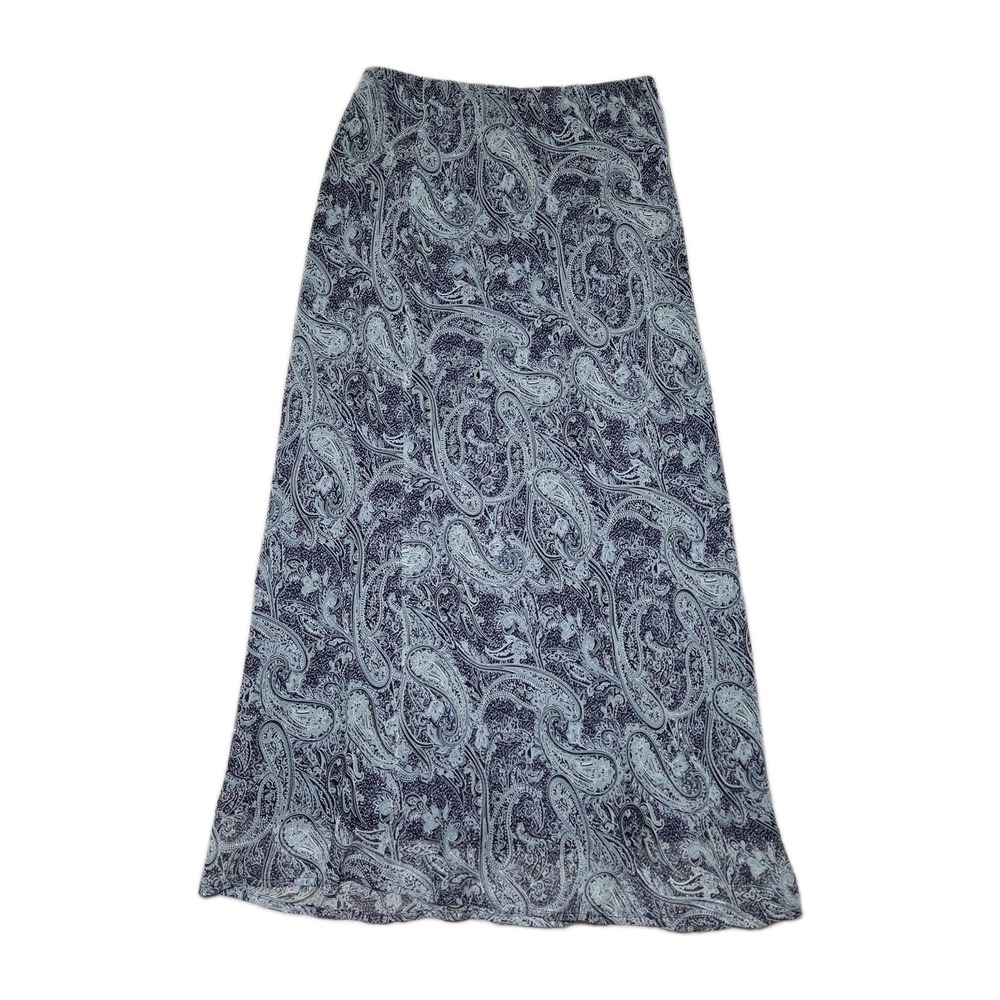 Cato Women's Medium Paisley Maxi Skirt Navy Blue Boho Fairy Y2K Lined Long Skirt